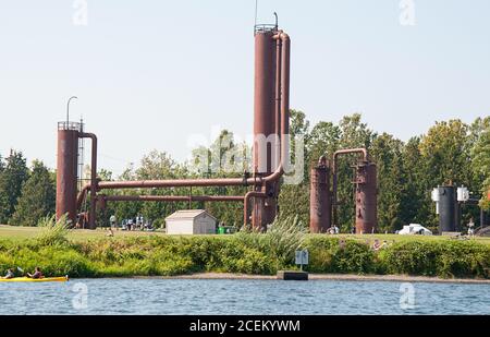 Seattle, WA USA 23. August 2014: Der Gas Works Park in Seattle liegt am Lake Union im Wallingford Distrikt und ist als historischer Ort registriert Stockfoto