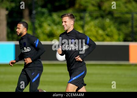 Memphis Depay und Joel Veltman beim niederländischen Fußballmannschaftstraining am 1. September 2020 in Zeist, Niederlande Foto von SCS/Sander Chamid/AFLO (HOLLAND OUT) Stockfoto