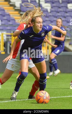 Anderlecht, Belgien. August 2020. Anderlechts Tessa Wullaert (27) während eines weiblichen Fußballspiels zwischen RSC Anderlecht Dames und Standard Femina de Liege am ersten Spieltag der Saison 2020 - 2021 der belgischen Women's Scooore Superleague, samstag, 29. August 2020 in ANDERLECHT, Belgien. FOTO SPORTPIX.BE Dirk VUYLSTEKE Dirk Vuylsteke Sportpix.be Quelle: SPP Sport Presse Foto. /Alamy Live Nachrichten Stockfoto