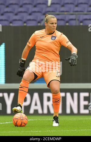 Anderlecht, Belgien. August 2020. A13 während eines weiblichen Fußballspiels zwischen RSC Anderlecht Dames und Standard Femina de Liege am ersten Spieltag der Saison 2020 - 2021 der belgischen Women's Scooore Superleague, samstag, 29. August 2020 in ANDERLECHT, Belgien. FOTO SPORTPIX.BE Dirk VUYLSTEKE Dirk Vuylsteke Sportpix.be Quelle: SPP Sport Presse Foto. /Alamy Live Nachrichten Stockfoto