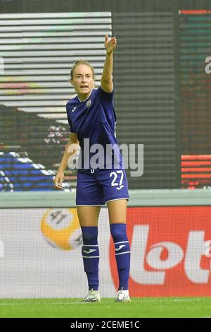 Anderlecht, Belgien. August 2020. Anderlechts Tessa Wullaert (27) während eines weiblichen Fußballspiels zwischen RSC Anderlecht Dames und Standard Femina de Liege am ersten Spieltag der Saison 2020 - 2021 der belgischen Women's Scooore Superleague, samstag, 29. August 2020 in ANDERLECHT, Belgien. FOTO SPORTPIX.BE Dirk VUYLSTEKE Dirk Vuylsteke Sportpix.be Quelle: SPP Sport Presse Foto. /Alamy Live Nachrichten Stockfoto