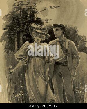 . Bilder in Versen. ALLES IN ALLEM. O Wind, und wehe sanft, noch wecke die Wellen in Aufruhr.Ihr Wolken, Schleier nicht die Bucht so tief:Meine Liebe segelt oer den Ozean.15 16 UNTER DEM NEUEN MOND. Raus, Bootsmann, raus! Der Wind wird steigen; das Yalwl wird es stürmisch finden.Ay, dreimal deine Gebühr.- ihr Signal fliegt.- Meine Liebe wartet auf mich. Blow on, ihr Winde, Ihre Beute wird geflogen; Wer kümmert sich für Welle oder Wetter?Meine Liebe, meine eigene! Nicht mehr allein, Wir gehen gemeinsam am Ufer. UNTER DEM NEUMOND. T^ER Hügel läutete unser Abschiedsjest zurück; der liebe, liebe Tag war vorbei; die Sonne war unter dem Westen gesunken; Wir gingen nach Hause durch die Kl Stockfoto