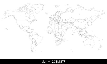 Weltkarte. Detaillierte Welt Länder Karte Vektor für Infografik Hintergrund. Stock Vektor