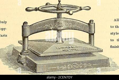 . Der amerikanische Stationer. Beispiele und Preislisten-Anwendung. [ ook führende Styu:s. ■   , „ ,. „^ , No 39 Falcon No. 76 Schwan No. 203 Legal Medium Stub No. 57 Kommeizial No. 707 Bank Falcon No. 307 Broad Stub No. 49 Bank No. 405 Engrossing No. 103 E. Fin« No 50-1 ... Geperlter Schulstift. New York Agent-WILLY WALUCH, No. 4 Beekman St. BALTIMORE AGENT: D. W^. GI.IA.SS &■ CO., 19 S. CHARLES ST. SHRIVERS NEW YORK KOPIERPRESSEN. Erhielt die OnlyMedal für Kopierpressen auf der PansExposition von 1878. Alle Größen, von smallestto die größte im Einsatz. Allstyles, vom niedrigsten Preis bis zum meisten e Stockfoto