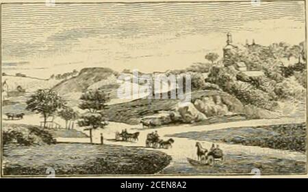 . Eine beschreibende und historische Skizze der Academy of Mount St. Vincent on-the-Hudson, New York City. 1847-1884 ... gleich dem von jedem Ort, außer einem, zwischen dem Ost- und dem Nordfluss. Die erweiterte 46 HISTORISCHE SKIZZE. Ansichten von den Balkonen der Akademie waren entzückend: Travel Augenzeugen bezaubert durch das Panorama der Stadt zum Westen und von den Miniaturinseln, travel das Treffen des Wasserhöllentores und seiner Umgebung abfangen. Die Dörfer Harlem, Yorkville und Manhattanville bildeten eine Art Absperrungskorde um die Basis der majestätischen Höhe, auf der die Akademie stand. Die sn Stockfoto