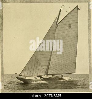 . Jachten und Segeln; eine Zeitschrift, die dem Aufbauen des edlen Yachtsports gewidmet ist. AURORA 1910 Champion von Massachusetts Bay, 18 Fuß Klasse. AMORET die Champion Klasse P. Boot von 1910. C. B. und H. S. Wheelock, Eigentümer. Segel von Wilson & Silsby U^. •.tmi*n i« Stockfoto