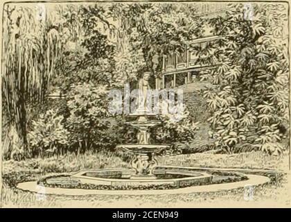 . Eine beschreibende und historische Skizze der Academy of Mount St. Vincent on-the-Hudson, New York City. 1847-1884 ... 40 BESCHREIBENDE SKIZZE. Rasen; rechts ein schöner Schrein, einschließend eine lebensgroße Statue vonSt. Joseph. Weiter oben, entlang der gekrümmten Straße und flaggedsidewalk, nähern wir uns dem Brunnen, der Mater Divinae Gratise genannt wird. MATER DIVIN.B GRATI/E.in Memoriam : Ellen C. Kent. Stockfoto