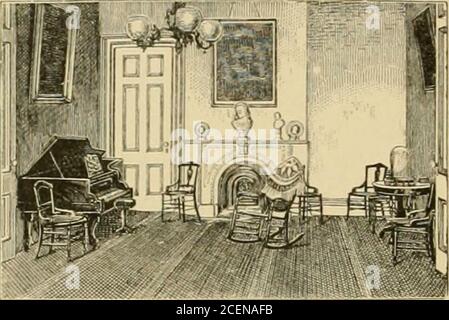 . Eine beschreibende und historische Skizze der Academy of Mount St. Vincent on-the-Hudson, New York City. 1847-1884 ... GRAND ENTRANC1 Spender: Jane P. Thompson. 22 KURZBESCHREIBUNG. Der vordere Eingang, fünfzehn Fuß hoch, wird durch eine doppelte Treppe erreicht. Nachdem man diese bestiegen hat, betritt man die erste vesti-. RFCErTlON-RAUM.Spender : die vermissen Keilly. Jersey City. bule, fertig mit Ripsdecken und reichen Formteilen. Passingon zu einem zweiten Vorraum, verziert in einem anderen Stil aus Stockfoto