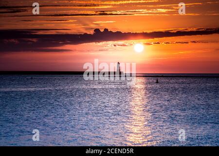 Berwick Pier und Leuchtturm Stockfoto