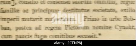 . Annalen der Kaledonier, Picts und Schotten, und von Strathclyde, Cumberland, Galloway, und Murray. Inore cruentotyrannus perduxit carnifex.t . Bredei filius Wirguist Duo annis regnavit.J DCCLXI. Gestorben Hungus König der Picts, die • S. Dunel. co. 105. Niwannirig ist Neivhurgh; ein Platz vondiesem Namen ist im alten Königreich von Northumberland, nearYork. Edbert nahm die Tonsur in 757 iChro, Sax.) •- Beda, L. 5, c. 24. Simeon stellt den Tod dieses Mo-narch, den er Unnst nennt, 759: Der Ulster-Annalist, der ihn^^ Aongusa Mac Fergusa, 760 kallt. ^ Cro, Pic. AKNALS VON [Limself from]] der Anfang Stockfoto