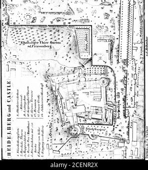 . Der Rhein und Norddeutschland: handbuch für Reisende. Ry ist nextreached (darüber hinaus ist der Abstieg zum 1. Zu vermeiden), dann (1 M.) der Molkencur, und (3/4 M.) das Schloss. Der Abstieg erfolgt über den Burgweg, über den Kornmarkt, durch die Stadt am Theater vorbei zu den Anlagen und von dort zum Stat. Eine kurze Straße führt von der Kirche indem Marktplatz zur Brücke (S. 152), ein weiterer ausgezeichneter Standpunkt. Nur wenige Städte können mit Heidelberg in der Schönheit seiner en-virons und seinem historischen Interesse wetteifern. Der pfälzische Graf Otho von Wittels-bach (1228-53) verlegte seinen Sitz Stockfoto