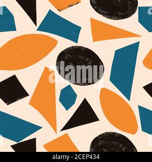 Nahtlose bunte abstrakte Muster mit Geometrie Formen in blau schwarz Und Orange Stock Vektor