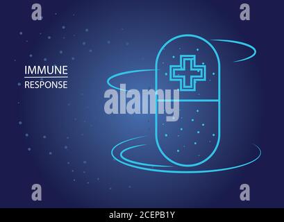 Immunantwort, Kreuz mit Schutz Symbol Vektor Illustration Design Stock Vektor