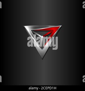 Modernes Design Dreieck mit Farbe Metall auf schwarzem Hintergrund. Emblem Design des Dreiecks Symbol. Vektorgrafik EPS.8 EPS.10 Stock Vektor