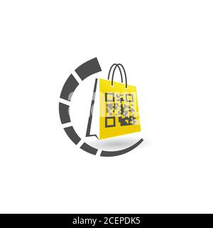 Einkaufstasche Symbol Symbol für Ihr bestes Business-Symbol mit Barcode. Fast Einkaufstasche-Ikone im trendigen Design-Stil. Vektorgrafik EPS.8 EPS.10 Stock Vektor