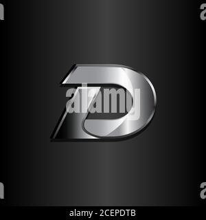 Modernes Design Buchstabe d mit Farbe Metall auf schwarzem Hintergrund. Emblem Design des Buchstaben D Symbol. Vektorgrafik EPS.8 EPS.10 Stock Vektor