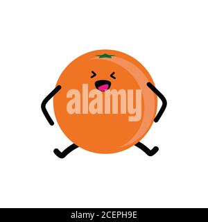 Obst für Kinder. Cute orange Frucht Charakter Vektor-Illustration, gesunde Essgewohnheiten. Cartoon kawaii Sommerfrucht auf weißem Hintergrund Stock Vektor