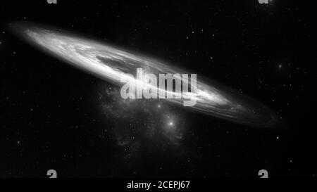 Abstrakte monochrome fraktale Illustration sieht aus wie schöne Galaxien Stockfoto