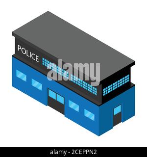 City Police Station Department Gebäude. Isometrische Ansicht. Vektor Stock Vektor