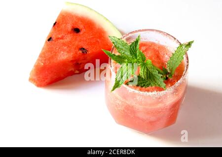 Wassermelone Getränk in Glas mit Scheibe Wassermelone Stockfoto