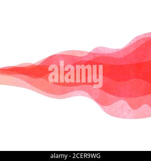 Aquarell transparent Welle rot farbigen Hintergrund. Aquarell handbemalte Wellen Illustration. Banner Rahmen Hintergrund isoliert auf weiß. Grunge Farbe Stockfoto