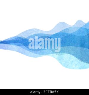 Aquarell transparent Welle blau farbigen Hintergrund. Aquarell handbemalte Wellen Illustration. Banner Rahmen Hintergrund isoliert auf weiß. Grunge colo Stockfoto