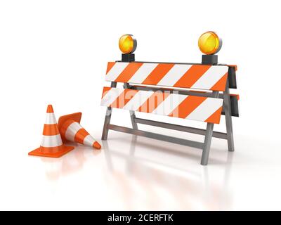 Im Bau Verkehrsschilder 3d-Abbildung Stockfoto