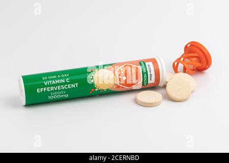 Orange Geschmack Vitamin C Brausetabletten. Stockfoto