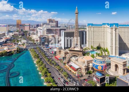 Las Vegas Strip Skyline wie an sonnigen Tagen gesehen Stockfoto