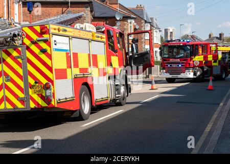 Brentwood Essex 2. September 2020 Essex Feuer- und Rettungsgerät Besuchen Sie ein Hausbrand in Brentwood Essex Kredit: Ian Davidson/Alamy Live News Stockfoto