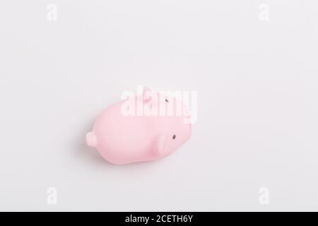 Niedliche kleine rosa Schwein Ornament auf weißem Hintergrund Stockfoto