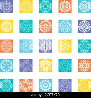 Set von Gradienten Mandalas oder orientalischen Dekorationen auf weißem Hintergrund vektorgrafik Design Stock Vektor