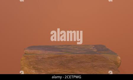 Minimaler Hintergrund für Branding und Verpackung Präsentation.Coral Podium mit Statue Hintergrund. 3d-Rendering-Illustration Stockfoto