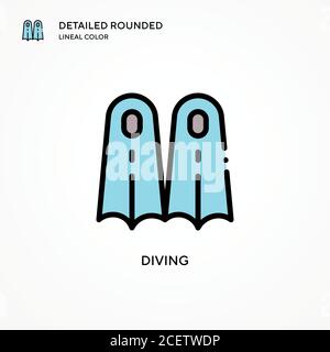 Vektorsymbol für Tauchgänge. Moderne Vektorgrafik Konzepte. Einfach zu bearbeiten und anzupassen. Stock Vektor