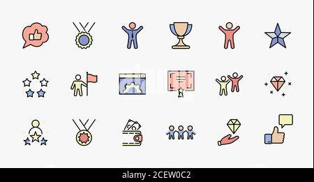 Symbol für erfolgreiche Vektorlinien. Enthält Symbole wie Cup, Ribbon, Star, Winner, Reward und mehr.bearbeitbare Kontur. 32 x 32 Pixel perfekt. Stock Vektor