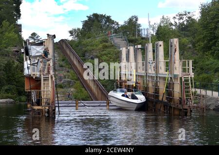 Big Chute Marine Railway in Big Chute Ontario Stockfoto