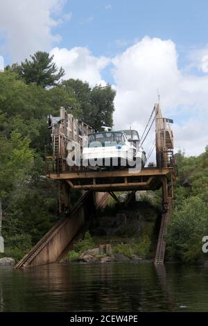 Big Chute Marine Railway in Big Chute Ontario Stockfoto