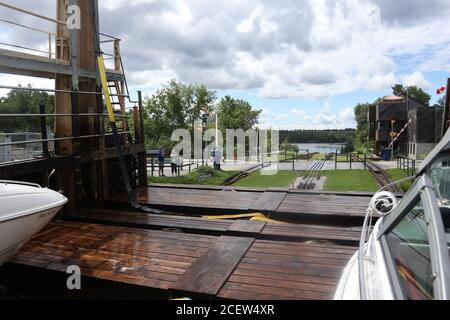 Big Chute Marine Railway in Big Chute Ontario Stockfoto