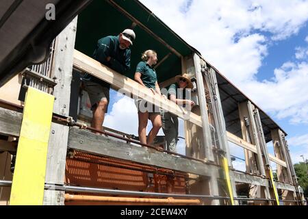 Big Chute Marine Railway in Big Chute Ontario Stockfoto