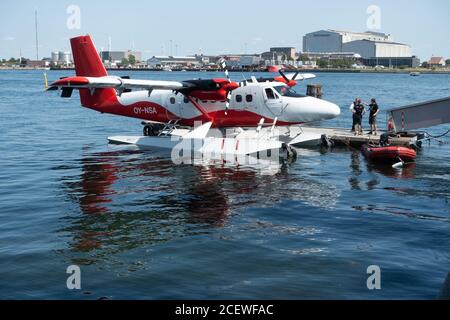 Wasserflugzeug am Hafen in Kopenhagen Stockfoto