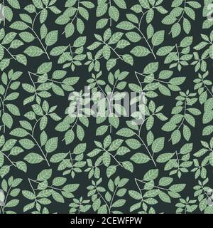 Grüne Blätter Muster, Tropischer Hintergrund Vektor Illustration Stock Vektor