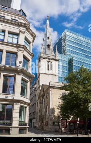 Die barocke Stadtkirche St. Margaret Pattens auf Eastcheap, in der City of London, Großbritannien Stockfoto