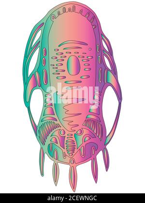 Fantastische Maske, isoliert auf weißem Hintergrund Stock Vektor