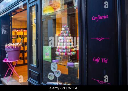 Die Macarons in einem Geschäft in Saint Emiilion, Frankreich. Stockfoto