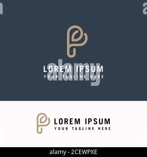 Anfangsbuchstabe P Design mit Herzformen. P Buchstabe Minimaler Luxus Monogramm. Stock Vektor