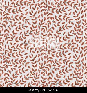 Vektor florale Nahtloses Muster. Handgezeichneter Hintergrund mit rosa Blättern Stock Vektor