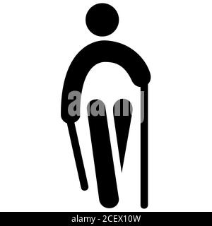 Nordic Walking schwarzes Symbol auf weißem Hintergrund. Abbildung EPS 10 Stockfoto