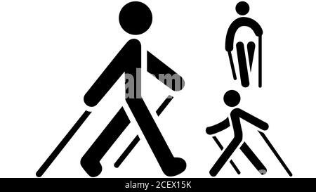 Nordic Walking schwarzes Symbol auf weißem Hintergrund. Abbildung EPS 10 Stockfoto