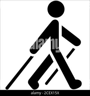 Nordic Walking schwarzes Symbol auf weißem Hintergrund. Abbildung EPS 10 Stockfoto