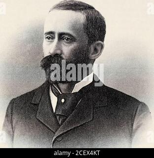 . Bank und Bar des Commonwealth of Massachusetts. Quartermasters Abteilung. Er wurde am 8. April 1867 in die Rechtsanwaltschaft in Bostonaufgenommen und war in den Jahren 1870 und 1871 Vertreter. Im Jahr 1874 wurde er von Gouverneur Talbot Richter des Municipal Court im West Roxbury Bezirk ernannt, und im März 1877 wurde zum Richter der Probate und Insolvenz für Suffolk County, dessen Büro er jetzt hält ernannt. Horace Mann wurde am 4. Mai 1796 in Franklin, Mass. Geboren und starb am 2. August 1859 in Yellow Springs. Er absolvierte an der Brown University in 1819, und nach dem Studium der Rechtswissenschaften an der Rechtsschule in Litchfield, Connecticut, war adm Stockfoto